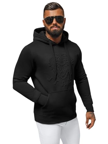 OZONEE Herren Kapuzenpullover Sweatjacke Sweatshirt Farbvarianten Kapuzenjacke Kapuzenpulli Kapuze Langarm Hoodie Sport Style Casual Fitness Training Motiv 777/8733B SCHWARZ XL von OZONEE