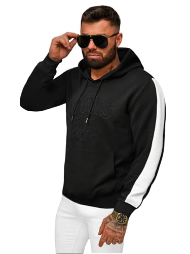 OZONEE Herren Kapuzenpullover Sweatjacke Sweatshirt Farbvarianten Kapuzenjacke Kapuzenpulli Kapuze Langarm Hoodie Sport Style Casual Fitness Training Motiv 777/8899B SCHWARZ L von OZONEE