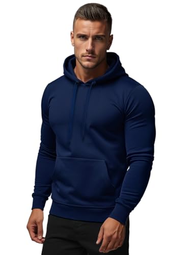 OZONEE Herren Kapuzenpullover Sweatjacke Sweatshirt Farbvarianten Kapuzenjacke Kapuzenpulli Kapuze Langarm Hoodie Sport Style Casual Fitness Training Motiv JS/2009Z DUNKELBLAU M von OZONEE