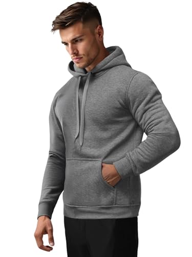 OZONEE Herren Kapuzenpullover Sweatjacke Sweatshirt Farbvarianten Kapuzenjacke Kapuzenpulli Kapuze Langarm Hoodie Sport Style Casual Fitness Training Motiv JS/2009Z DUNKELGRAU M von OZONEE