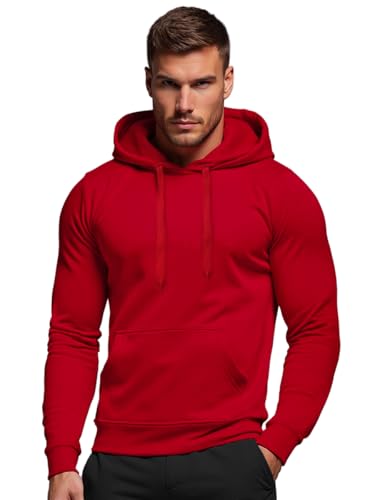 OZONEE Herren Kapuzenpullover Sweatjacke Sweatshirt Farbvarianten Kapuzenjacke Kapuzenpulli Kapuze Langarm Hoodie Sport Style Casual Fitness Training Motiv JS/2009Z DUNKELROT M von OZONEE