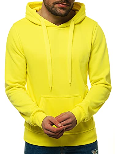 OZONEE Herren Kapuzenpullover Sweatjacke Sweatshirt Farbvarianten Kapuzenjacke Kapuzenpulli Kapuze Langarm Hoodie Sport Style Casual Fitness Training Motiv JS/2009Z GELB-NEON L von OZONEE