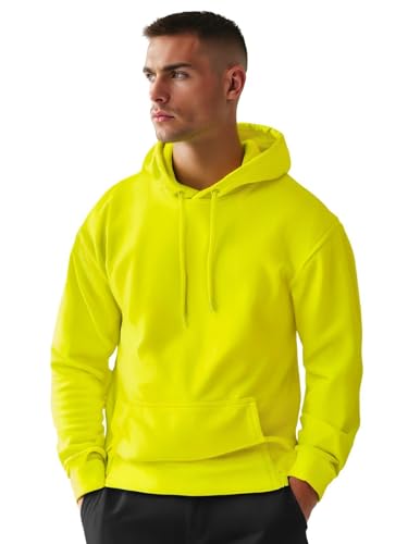 OZONEE Herren Kapuzenpullover Sweatjacke Sweatshirt Farbvarianten Kapuzenjacke Kapuzenpulli Kapuze Langarm Hoodie Sport Style Casual Fitness Training Motiv JS/2009Z GELB-NEON L von OZONEE