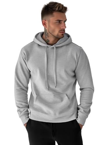 OZONEE Herren Kapuzenpullover Sweatjacke Sweatshirt Farbvarianten Kapuzenjacke Kapuzenpulli Kapuze Langarm Hoodie Sport Style Casual Fitness Training Motiv JS/2009Z GRAU XL von OZONEE