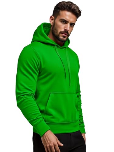 OZONEE Herren Kapuzenpullover Sweatjacke Sweatshirt Farbvarianten Kapuzenjacke Kapuzenpulli Kapuze Langarm Hoodie Sport Style Casual Fitness Training Motiv JS/2009Z GRÜN M von OZONEE