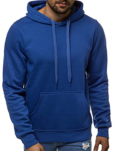 OZONEE Herren Kapuzenpullover Sweatjacke Sweatshirt Farbvarianten Kapuzenjacke Kapuzenpulli Kapuze Langarm Hoodie Sport Style Casual Fitness Training Motiv JS/2009Z KORNBLUMENBLAU L von OZONEE