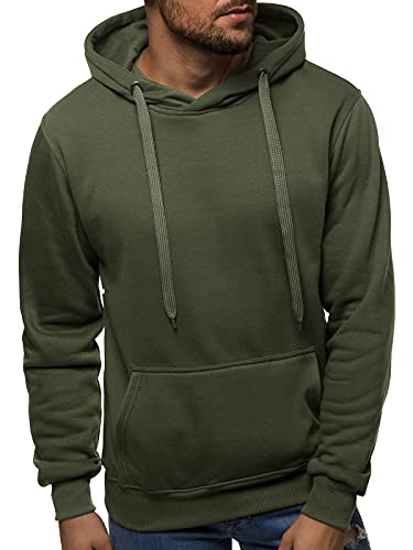 OZONEE Herren Kapuzenpullover Sweatjacke Sweatshirt Farbvarianten Kapuzenjacke Kapuzenpulli Kapuze Langarm Hoodie Sport Style Casual Fitness Training Motiv JS/2009Z Khaki L von OZONEE