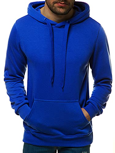 OZONEE Herren Kapuzenpullover Sweatjacke Sweatshirt Farbvarianten Kapuzenjacke Kapuzenpulli Kapuze Langarm Hoodie Sport Style Casual Fitness Training Motiv JS/2009Z Kobalt L von OZONEE