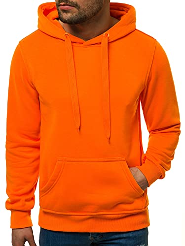 OZONEE Herren Kapuzenpullover Sweatjacke Sweatshirt Farbvarianten Kapuzenjacke Kapuzenpulli Kapuze Langarm Hoodie Sport Style Casual Fitness Training Motiv JS/2009Z ORANGE L von OZONEE