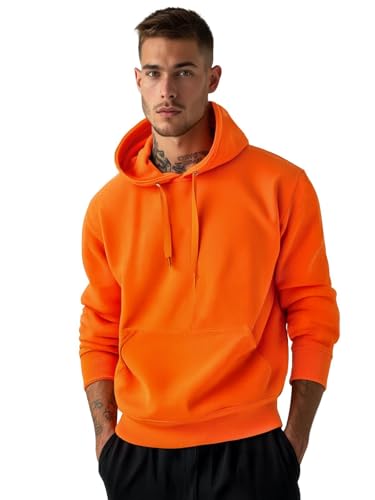 OZONEE Herren Kapuzenpullover Sweatjacke Sweatshirt Farbvarianten Kapuzenjacke Kapuzenpulli Kapuze Langarm Hoodie Sport Style Casual Fitness Training Motiv JS/2009Z ORANGE L von OZONEE