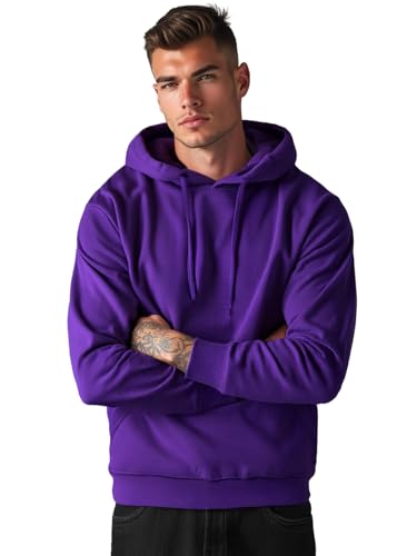 OZONEE Herren Kapuzenpullover Sweatjacke Sweatshirt Farbvarianten Kapuzenjacke Kapuzenpulli Kapuze Langarm Hoodie Sport Style Casual Fitness Training Motiv JS/2009Z VIOLETT L von OZONEE