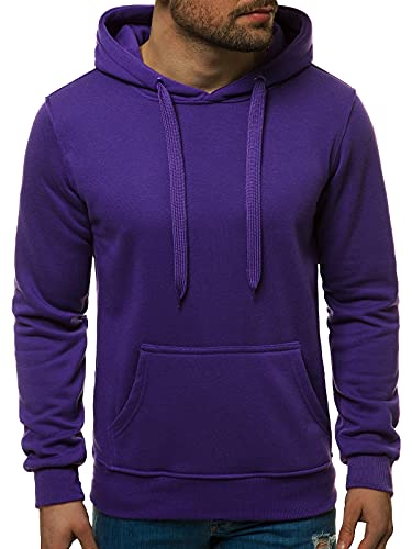 OZONEE Herren Kapuzenpullover Sweatjacke Sweatshirt Farbvarianten Kapuzenjacke Kapuzenpulli Kapuze Langarm Hoodie Sport Style Casual Fitness Training Motiv JS/2009Z VIOLETT XL von OZONEE