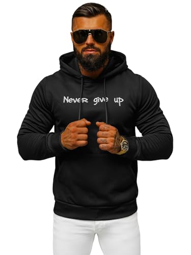 OZONEE Herren Kapuzenpullover Sweatjacke Sweatshirt Farbvarianten Kapuzenjacke Kapuzenpulli Kapuze Langarm Hoodie Sport Style Casual Fitness Training Motiv JS/27B6512Z/3 SCHWARZ L von OZONEE