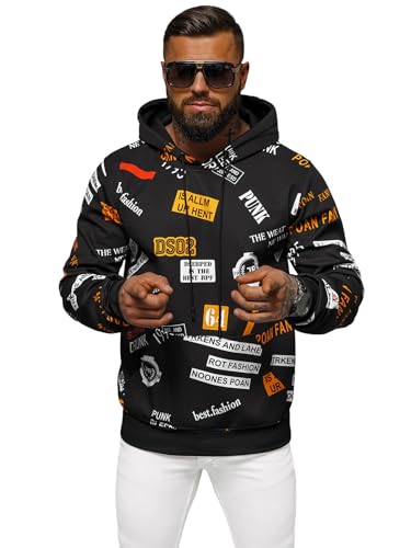 OZONEE Herren Kapuzenpullover Sweatjacke Sweatshirt Farbvarianten Kapuzenjacke Kapuzenpulli Kapuze Langarm Hoodie Sport Style Casual Fitness Training Motiv JS/8B1250Z/3 SCHWARZ XXL von OZONEE