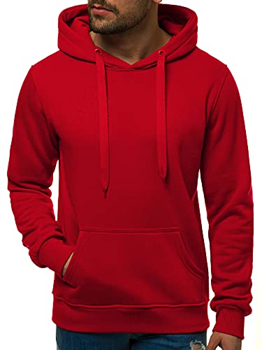 OZONEE Herren Kapuzenpullover Sweatjacke Sweatshirt Farbvarianten Kapuzenjacke Kapuzenpulli Reißverschluss Langarm Hoodie Sport Casual Fitness Training Basic 03B DUNKELROT 2XL von OZONEE