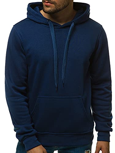 OZONEE Herren Kapuzenpullover Sweatjacke Sweatshirt Farbvarianten Kapuzenjacke Kapuzenpulli Reißverschluss Langarm Hoodie Sport Casual Fitness Training Basic 03B Indigo 2XL von OZONEE