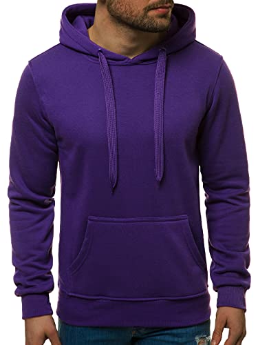 OZONEE Herren Kapuzenpullover Sweatjacke Sweatshirt Farbvarianten Kapuzenjacke Kapuzenpulli Reißverschluss Langarm Hoodie Sport Casual Fitness Training Basic 03B VIOLETT 2XL von OZONEE