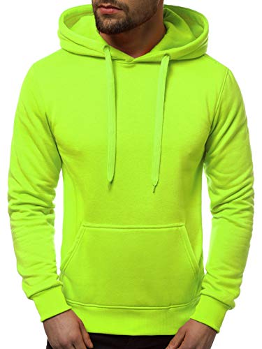 OZONEE Herren Kapuzenpullover Sweatjacke Sweatshirt Farbvarianten Kapuzenjacke Kapuzenpulli Reißverschluss Langarm Hoodie Sport Casual Fitness Training Basic J.Style 2009 GRÜN-NEON L von OZONEE