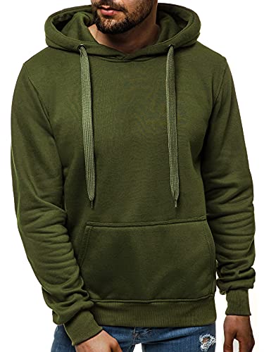OZONEE Herren Kapuzenpullover Sweatjacke Sweatshirt Farbvarianten Kapuzenjacke Kapuzenpulli Reißverschluss Langarm Hoodie Sport Casual Fitness Training Basic J.Style 2009 Khaki M von OZONEE