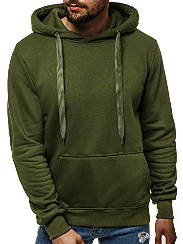 OZONEE Herren Kapuzenpullover Sweatjacke Sweatshirt Farbvarianten Kapuzenjacke Kapuzenpulli Reißverschluss Langarm Hoodie Sport Casual Fitness Training Basic J.Style 2009 Khaki XL von OZONEE