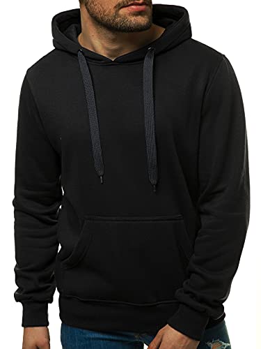 OZONEE Herren Kapuzenpullover Sweatjacke Sweatshirt Farbvarianten Kapuzenjacke Kapuzenpulli Reißverschluss Langarm Hoodie Sport Casual Fitness Training Basic J.Style 2009 SCHWARZ 2XL von OZONEE