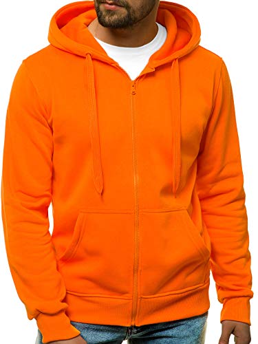 OZONEE Herren Kapuzenpullover Sweatjacke Sweatshirt Farbvarianten Kapuzenjacke Kapuzenpulli mit Reißverschluss Langarm Hoodie Sport Style Casual Fitness Training Basic 02B ORANGE L von OZONEE