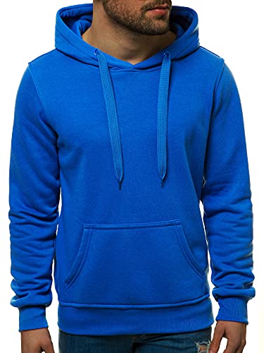 OZONEE Herren Kapuzenpullover Sweatjacke Sweatshirt Farbvarianten Kapuzenjacke Kapuzenpulli mit Reißverschluss Langarm Hoodie Sport Style Casual Fitness Training Basic 03B BLAU M von OZONEE