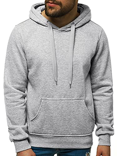 OZONEE Herren Kapuzenpullover Sweatjacke Sweatshirt Farbvarianten Kapuzenjacke Kapuzenpulli mit Reißverschluss Langarm Hoodie Sport Style Casual Fitness Training Basic 03B GRAU L von OZONEE