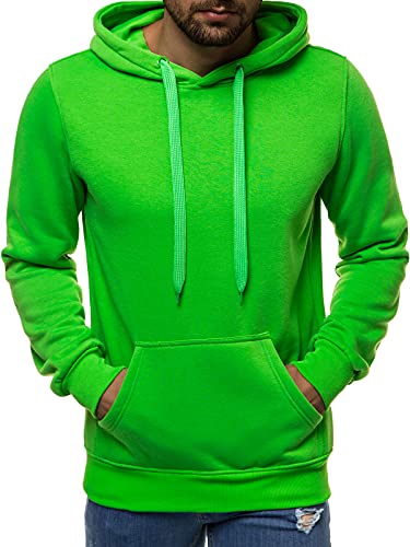 OZONEE Herren Kapuzenpullover Sweatjacke Sweatshirt Farbvarianten Kapuzenjacke Kapuzenpulli mit Reißverschluss Langarm Hoodie Sport Style Casual Fitness Training Basic 03B GRÜN L von OZONEE