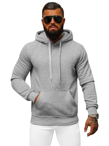 OZONEE Herren Hoodie Sweatjacke Kapuzenpullover Sweatshirt Farbvarianten Kapuzenjacke Kapuzenpulli mit Reißverschluss Langarm Sport Style Casual Fitness Training Basic 777/948B GRAU XL von OZONEE