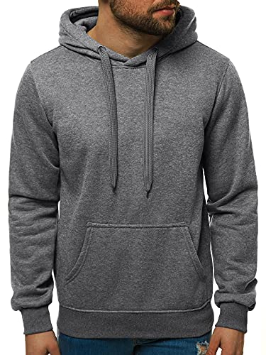 OZONEE Herren Kapuzenpullover Sweatjacke Sweatshirt Farbvarianten Kapuzenjacke Kapuzenpulli mit Reißverschluss Langarm Hoodie Sport Style Casual Fitness Training Basic 03B DUNKELGRAU L von OZONEE