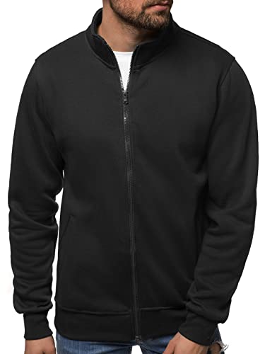 OZONEE Herren Langarmshirt Longsleeve Sweatshirt T-Shirt Slim Fit Sport Langarm Top Rundhals-Ausschnitt Regular Round Neck Long Sleeve U-Neck Sweats Langarmhemd 777/135B 2XL SCHWARZ von OZONEE