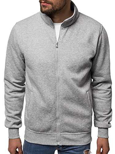 OZONEE Herren Langarmshirt Longsleeve Sweatshirt T-Shirt Slim Fit Sport Langarm Top Rundhals-Ausschnitt Regular Round Neck Long Sleeve U-Neck Sweats Langarmhemd 777/135B M GRAU von OZONEE
