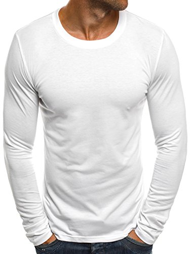 OZONEE Herren Langarmshirt Longsleeve Sweatshirt T-Shirt Slim Fit Sport Langarm Top Rundhals-Ausschnitt Regular Round Neck Long Sleeve U-Neck Sweats Langarmhemd J.Style 2088 XL WEIß OZONEE Herren Langarmshirt Longsleeve Sweatshirt T-Shirt Slim Fit Sport Langarm Top Rundhals-Ausschnitt Regular Round Neck Long Sleeve U-Neck Sweats Langarmhemd J.Style 2088 XL WEIß von OZONEE