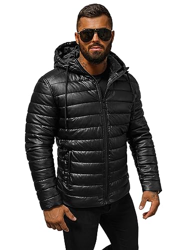 OZONEE Herren Lederjacke Kunstlederjacke Kunstleder Farbvarianten Jacke Bikerjacke Übergangsjacke Herrenjacke Leder Echtlederjacke Echtleder Wildleder Biker 777/8089K SCHWARZ XL von OZONEE