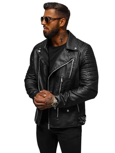 OZONEE Herren Lederjacke Kunstlederjacke Kunstleder Farbvarianten Jacke Bikerjacke Übergangsjacke Herrenjacke Leder Echtlederjacke Echtleder Wildleder Biker JS/11Z8026Z SCHWARZ XXL OZONEE Herren Lederjacke Kunstlederjacke Kunstleder Farbvarianten Jacke Bikerjacke Übergangsjacke Herrenjacke Leder Echtlederjacke Echtleder Wildleder Biker JS/11Z8026Z SCHWARZ XXL von OZONEE