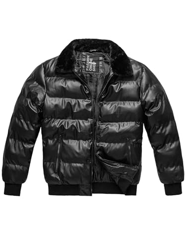 OZONEE Herren Lederjacke Kunstlederjacke Winterjacke Kunstleder Jacke Winter Bikerjacke Übergangsjacke Herrenjacke Leder Echtlederjacke Echtleder Wildleder Biker 777/1912K SCHWARZ XXL von OZONEE