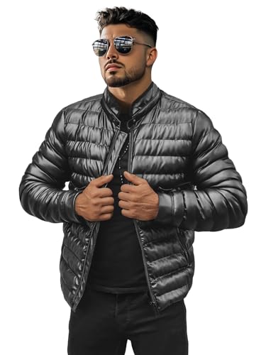 OZONEE Herren Lederjacke Kunstlederjacke Winterjacke Kunstleder Jacke Winter Bikerjacke Übergangsjacke Herrenjacke Leder Echtlederjacke Echtleder Wildleder Biker 777/2563K SCHWARZ XL von OZONEE