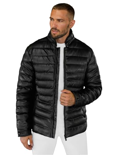 OZONEE Herren Lederjacke Kunstlederjacke Winterjacke Kunstleder Jacke Winter Bikerjacke Übergangsjacke Herrenjacke Leder Echtlederjacke Echtleder Wildleder Biker 777/6478K SCHWARZ XL von OZONEE