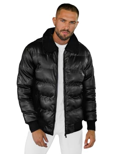 OZONEE Herren Lederjacke Kunstlederjacke Winterjacke Kunstleder Jacke Winter Bikerjacke Übergangsjacke Herrenjacke Leder Echtlederjacke Echtleder Wildleder Biker O/M795Z SCHWARZ L von OZONEE