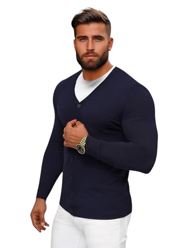 OZONEE Herren Pullover Kurze Strickjacke Cardigan Strick Jacke Strickpullover Arbeitspullover Sweater Herbstpullover Herbst Übergangs Winterpullover Slim Fit Feinstrick 777/3496SW/6 Marineblau M OZONEE Herren Pullover Kurze Strickjacke Cardigan Strick Jacke Strickpullover Arbeitspullover Sweater Herbstpullover Herbst Übergangs Winterpullover Slim Fit Feinstrick 777/3496SW/6 Marineblau M von OZONEE