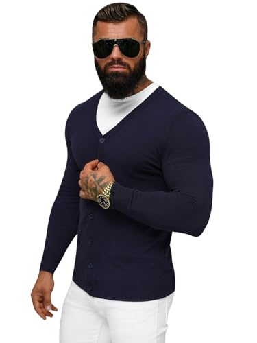 OZONEE Herren Pullover Kurze Strickjacke Cardigan Strick Jacke Strickpullover Arbeitspullover Sweater Herbstpullover Herbst Übergangs Winterpullover Slim Fit Feinstrick NB/MM6006Z/6 Marineblau L OZONEE Herren Pullover Kurze Strickjacke Cardigan Strick Jacke Strickpullover Arbeitspullover Sweater Herbstpullover Herbst Übergangs Winterpullover Slim Fit Feinstrick NB/MM6006Z/6 Marineblau L von OZONEE