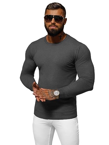 OZONEE Herren Pullover Strickpullover Arbeitspullover Sweater Winterpullover Sweatshirt Weinachtpullover Herbstpullover Casual Feinstrick Grobstrick Winter Herbst 777/1790SW/3 DUNKELGRAU XL von OZONEE