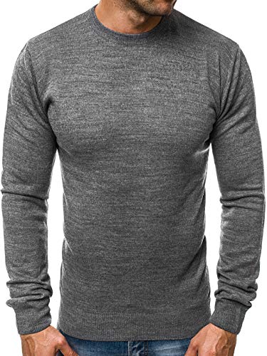 OZONEE Herren Pullover Strickpullover Arbeitspullover Sweater Winterpullover Sweatshirt Weinachtpullover Herbstpullover Casual Feinstrick Grobstrick Winter Herbst 777/296SW DUNKELGRAU L von OZONEE