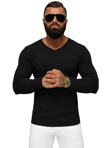 OZONEE Herren Pullover Strickpullover Arbeitspullover Sweater Winterpullover Sweatshirt Weinachtpullover Herbstpullover Casual Feinstrick Grobstrick Winter Herbst NB/MMB601Z/4 SCHWARZ XL von OZONEE