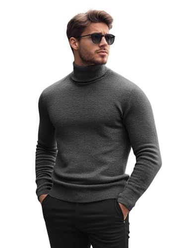 OZONEE Herren Rollkragenpullover Pullover Strickpullover Arbeitspullover Sweater Winterpullover Rollkragen Strickjacke Turtleneck Winter Vintage Casual 777/9641SW DUNKELGRAU XXL von OZONEE