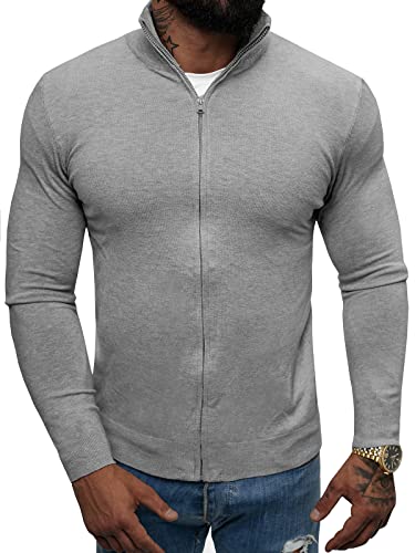 OZONEE Herren Rollkragenpullover Pullover Strickpullover Arbeitspullover Sweater Winterpullover Rollkragen Strickjacke Turtleneck Winter Vintage Casual NB/MM6004Z/2 GRAU XL von OZONEE