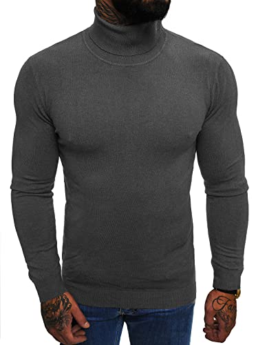 OZONEE Herren Rollkragenpullover Pullover Strickpullover Arbeitspullover Sweater Winterpullover Rollkragen Strickjacke Turtleneck Winter Vintage Casual NB/MMB600Z/3 DUNKELGRAU XL von OZONEE