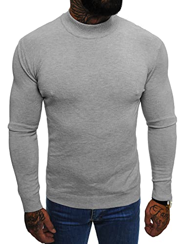 OZONEE Herren Rollkragenpullover Pullover Strickpullover Arbeitspullover Sweater Winterpullover Rollkragen Strickjacke Turtleneck Winter Vintage Casual NB/MMB603Z/2 GRÜN XL von OZONEE