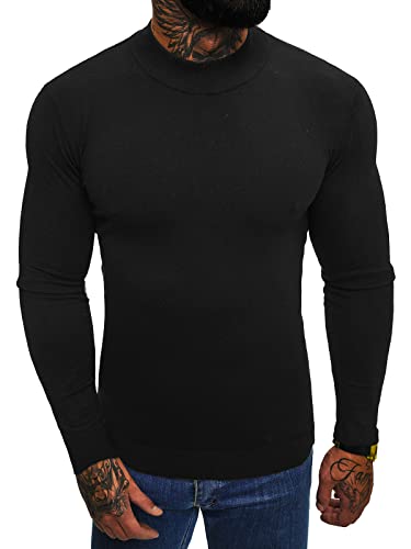 OZONEE Herren Rollkragenpullover Pullover Strickpullover Arbeitspullover Sweater Winterpullover Rollkragen Strickjacke Turtleneck Winter Vintage Casual NB/MMB603Z/4 SCHWARZ XXL von OZONEE